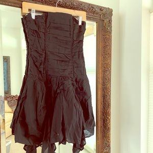 Strapless black cotton dress
